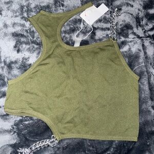 Olive Green Chain Strap Women's Top